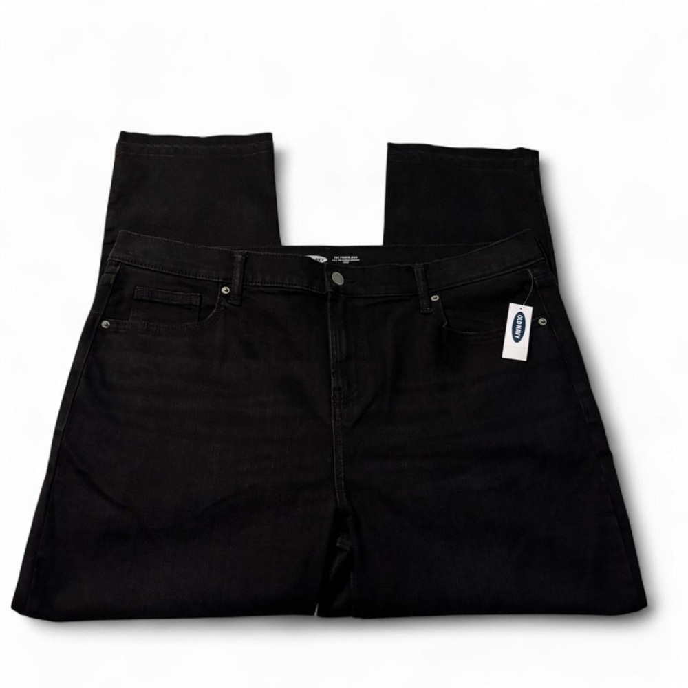 Old Navy Women's 18 The Power Jean High Rise Straight Leg Ankle Black Distressed - Picture 2 of 7